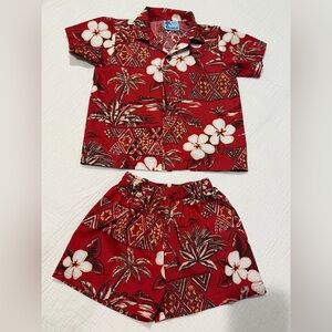 Tropical Red Floral Kids Matching Set
